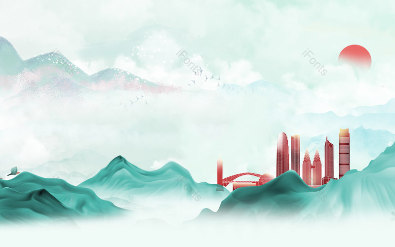 中国风唯美意境山水装饰背景设计,插画/手绘图,插画/手绘图库,插画/手绘图下载,插画/手绘